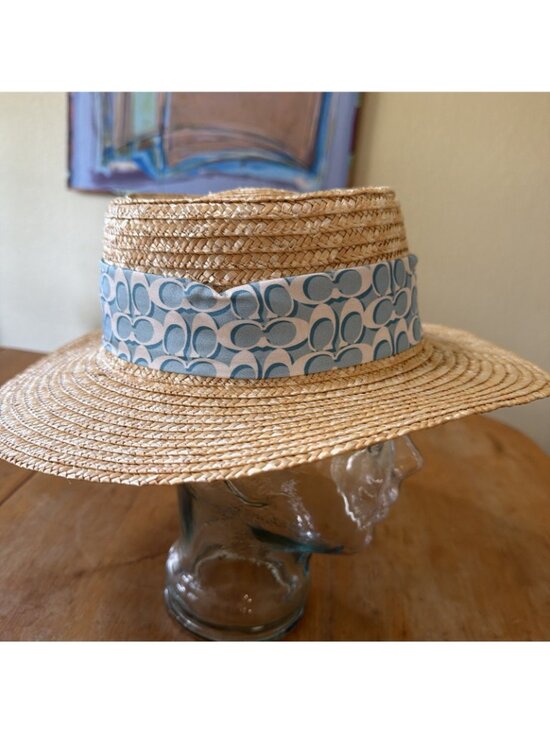 COACH  Raffia Brimmed Hat With Scarf NWT main image 10